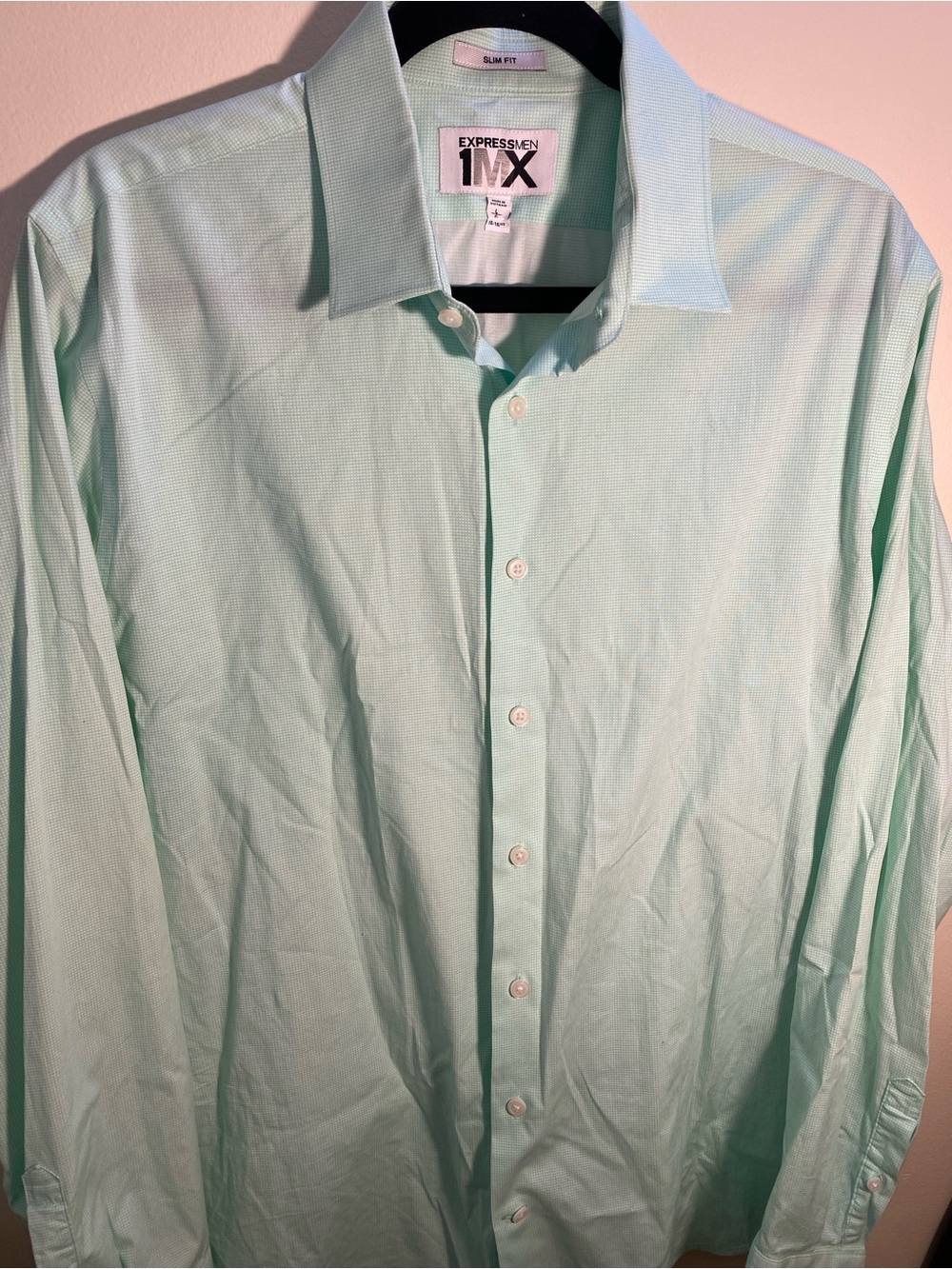 Express Men’s Dress Shirt in Mint Green - 1MX